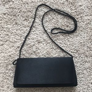 Black Satin Clutch with Beaded Strap